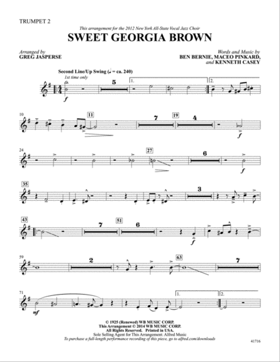 Sweet Georgia Brown: Trumpet 2 Trumpet scores gallery preview page 1
