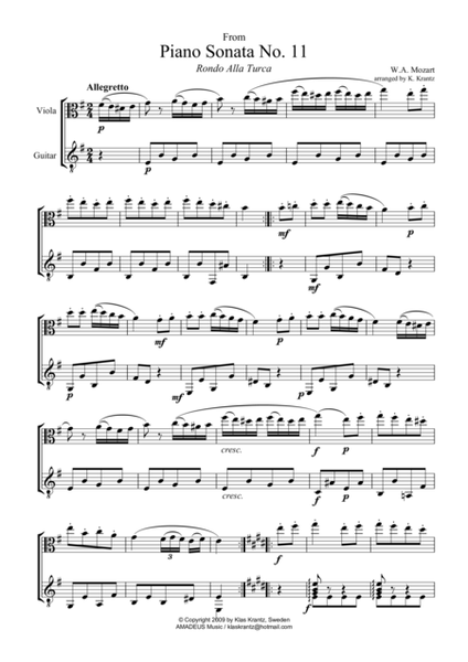 Rondo alla turca for viola and guitar image number null