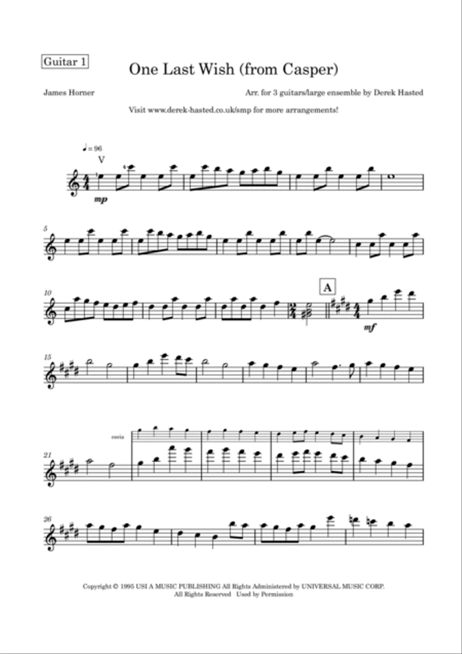 One Last Wish Guitar Ensemble scores gallery preview page 4