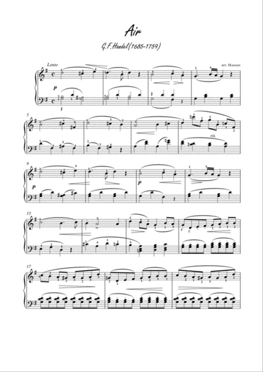 Air by Handel﻿ for easy piano Easy Piano scores gallery preview page 1