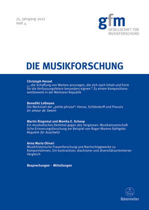 Die Musikforschung, Heft 4/2022