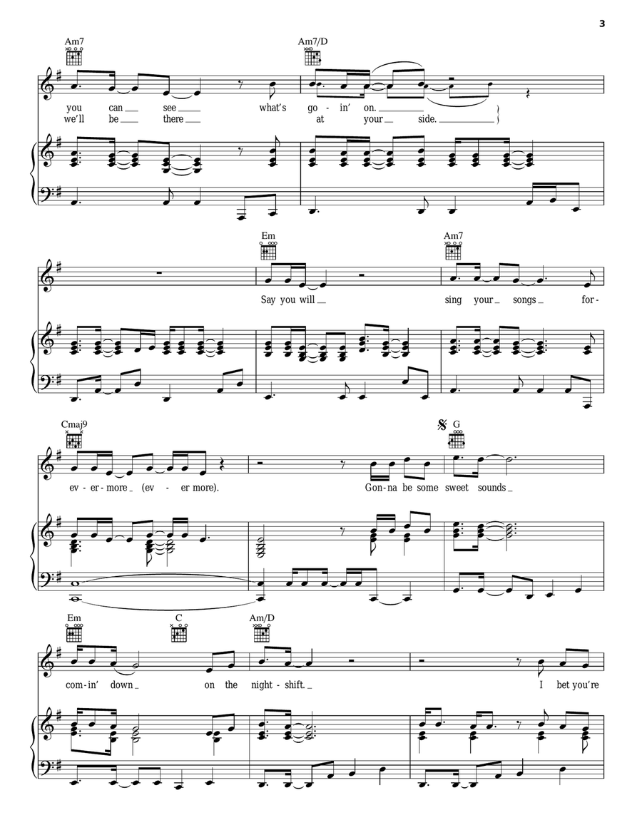Nightshift Piano, Vocal, Guitar scores gallery preview page 3