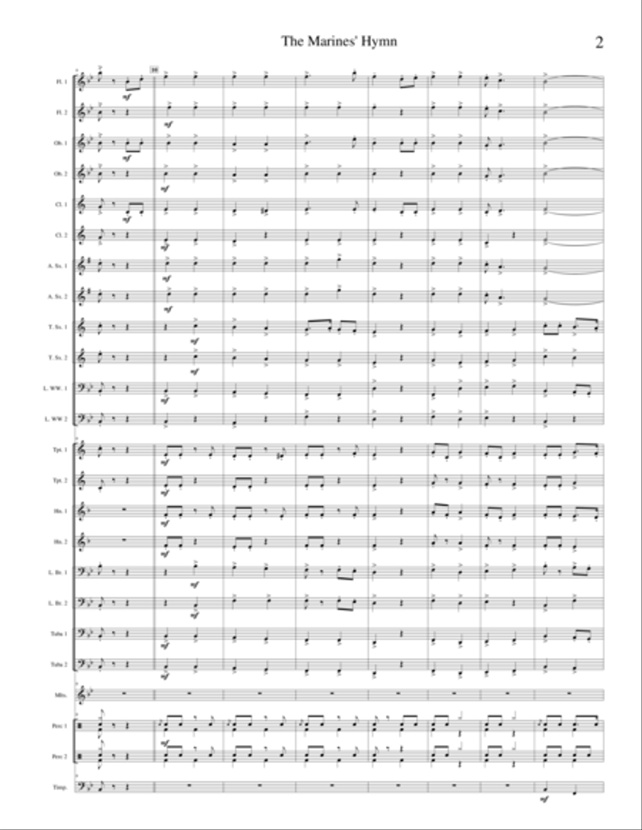 Marines' Hymn (The official song of the U.S. Marine Corps) Concert Band scores gallery preview page 3