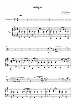 Book cover for Adagio (In G Minor), Tomaso Giovanni Albinoni, For Trombone & Piano