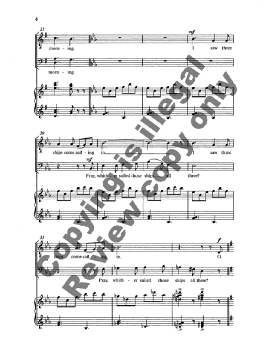Christmas Trilogy: 1. I Saw Three Ships TTBB scores gallery preview page 4