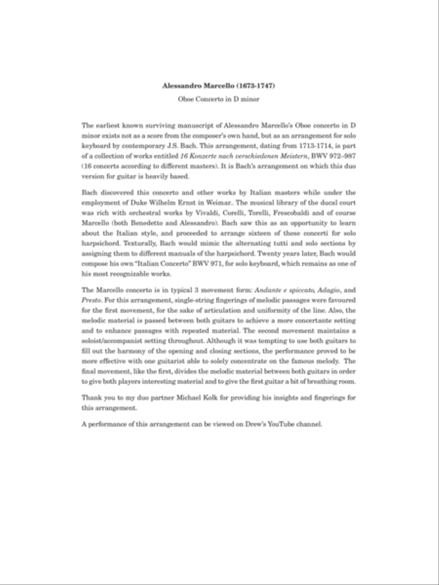 Concerto for Oboe and Strings in D minor Classical Guitar scores gallery preview page 3