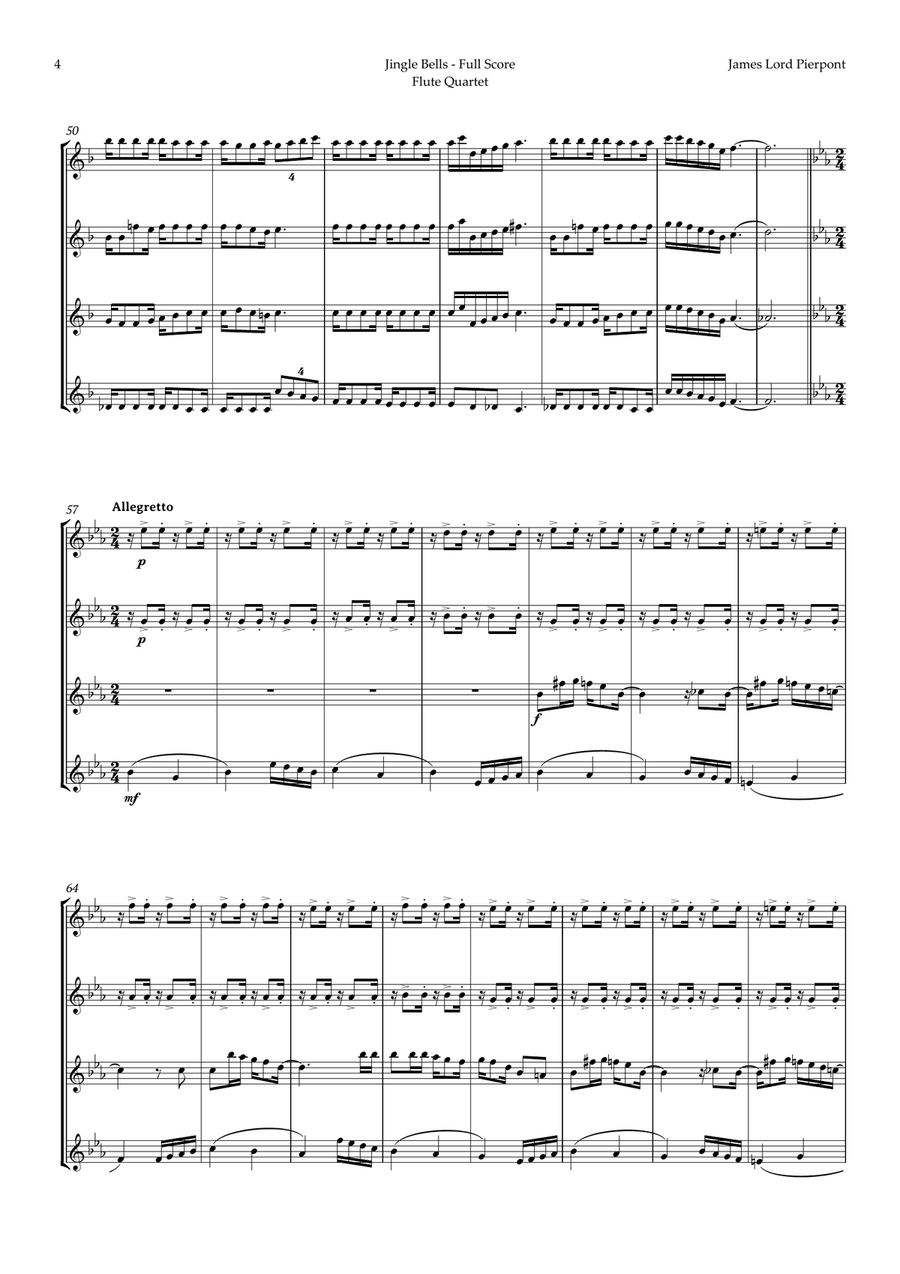 5 Christmas Songs for Flute Quartet plus one Bonus Flute Quartet scores gallery preview page 5