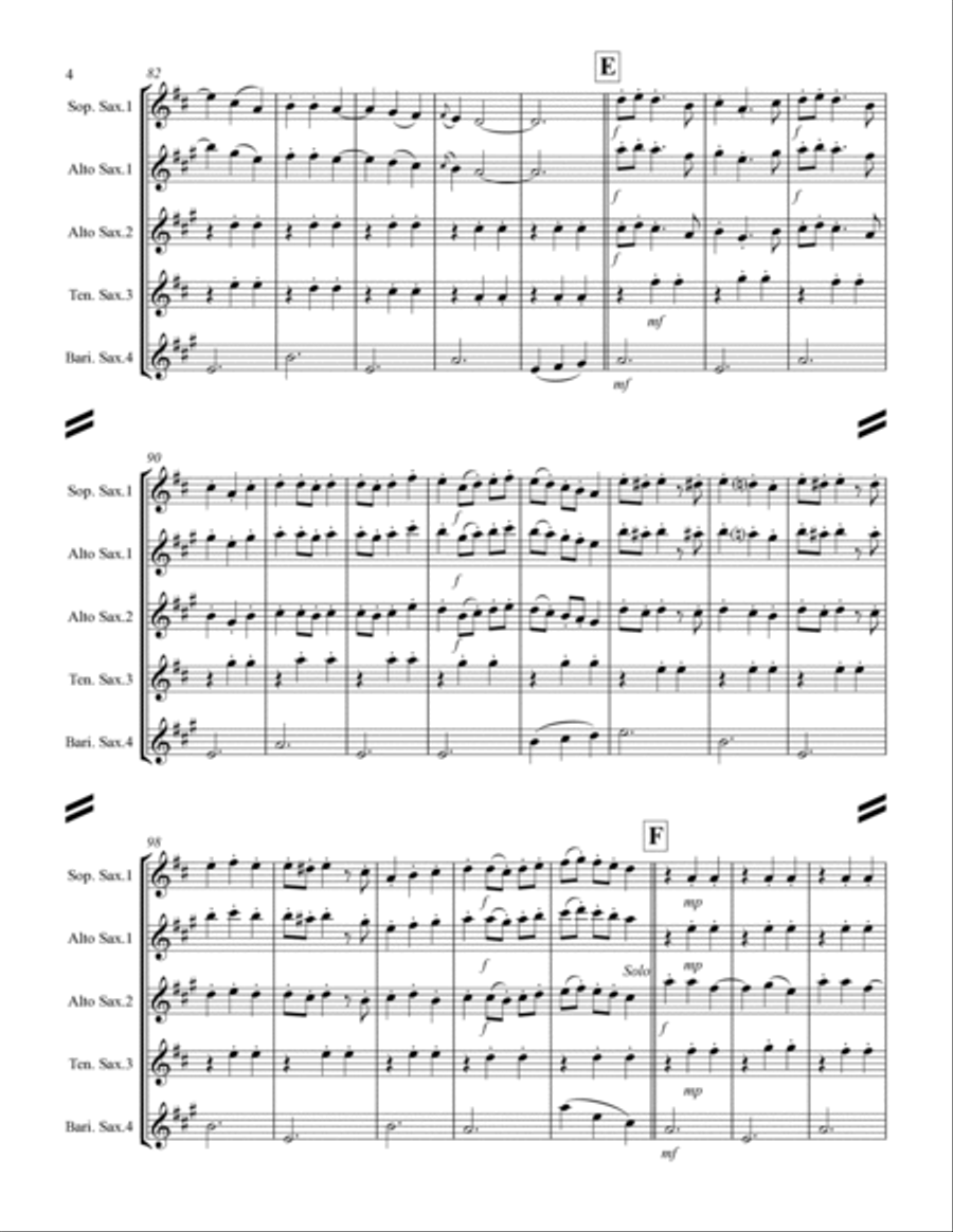 Cielito lindo (for Saxophone Quartet SATB or AATB) Saxophone Quartet scores gallery preview page 5