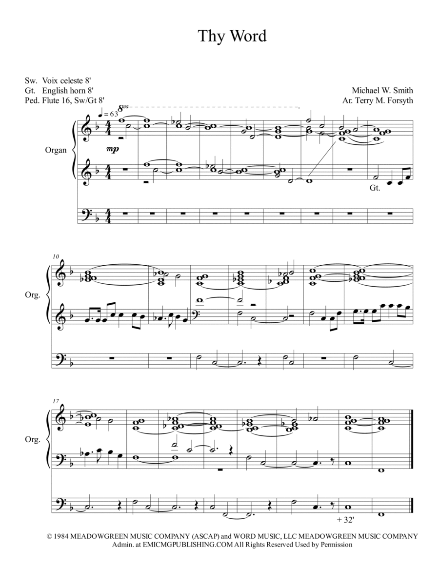 Thy Word Organ Solo scores gallery preview page 1