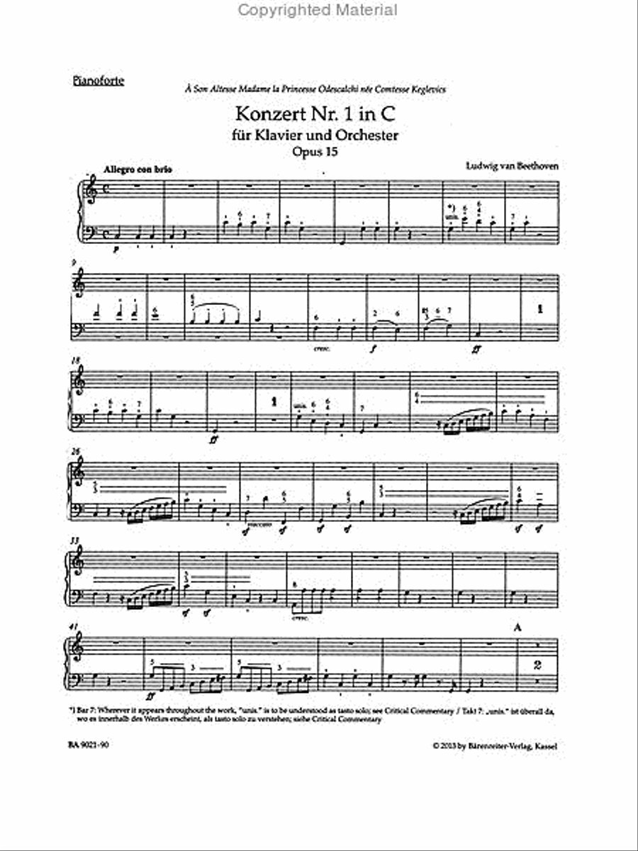 Concerto for Pianoforte and Orchestra Nr. 1 C major op. 15 Piano Solo scores gallery preview page 2