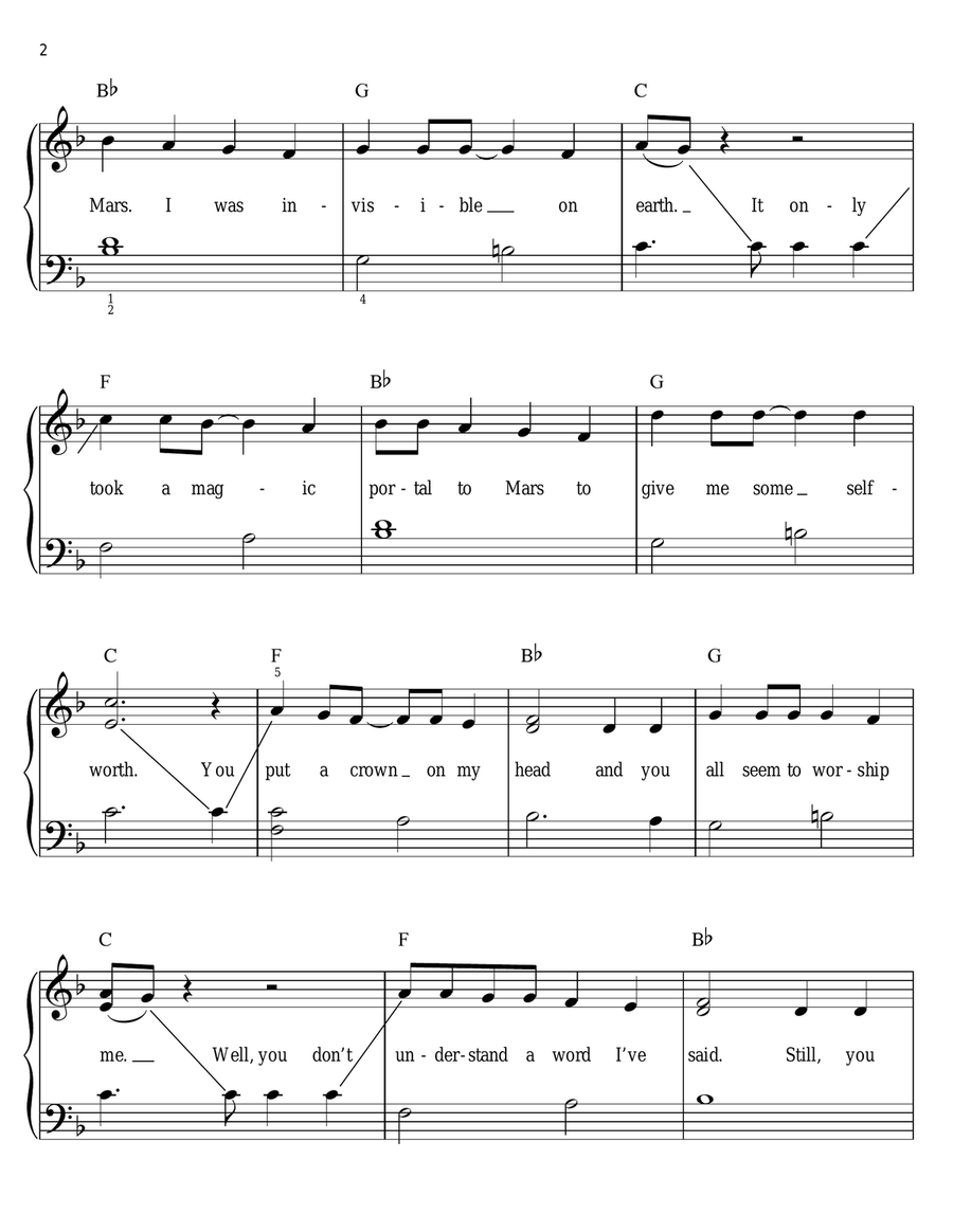 Queen Of Mars Easy Piano - Digital Sheet Music page 2