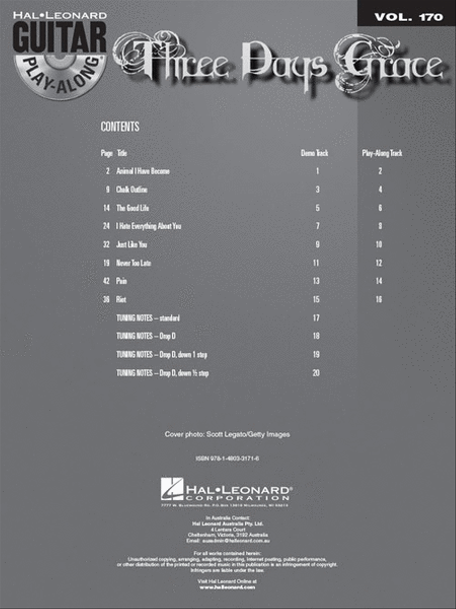 Three Days Grace Guitar Tablature scores gallery preview page 2