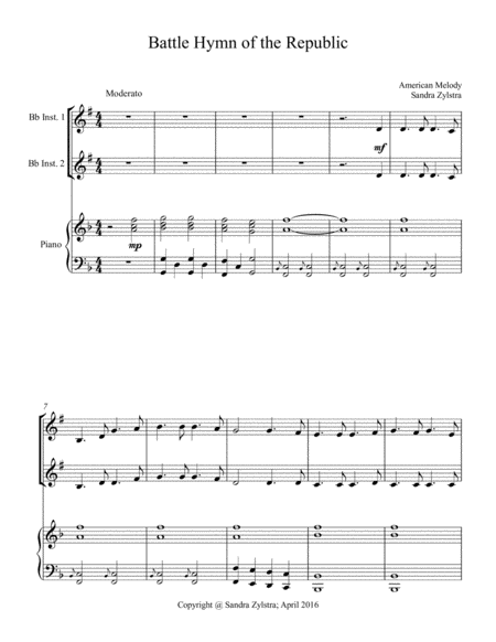 Battle Hymn of the Republic (treble Bb instrument duet) image number null