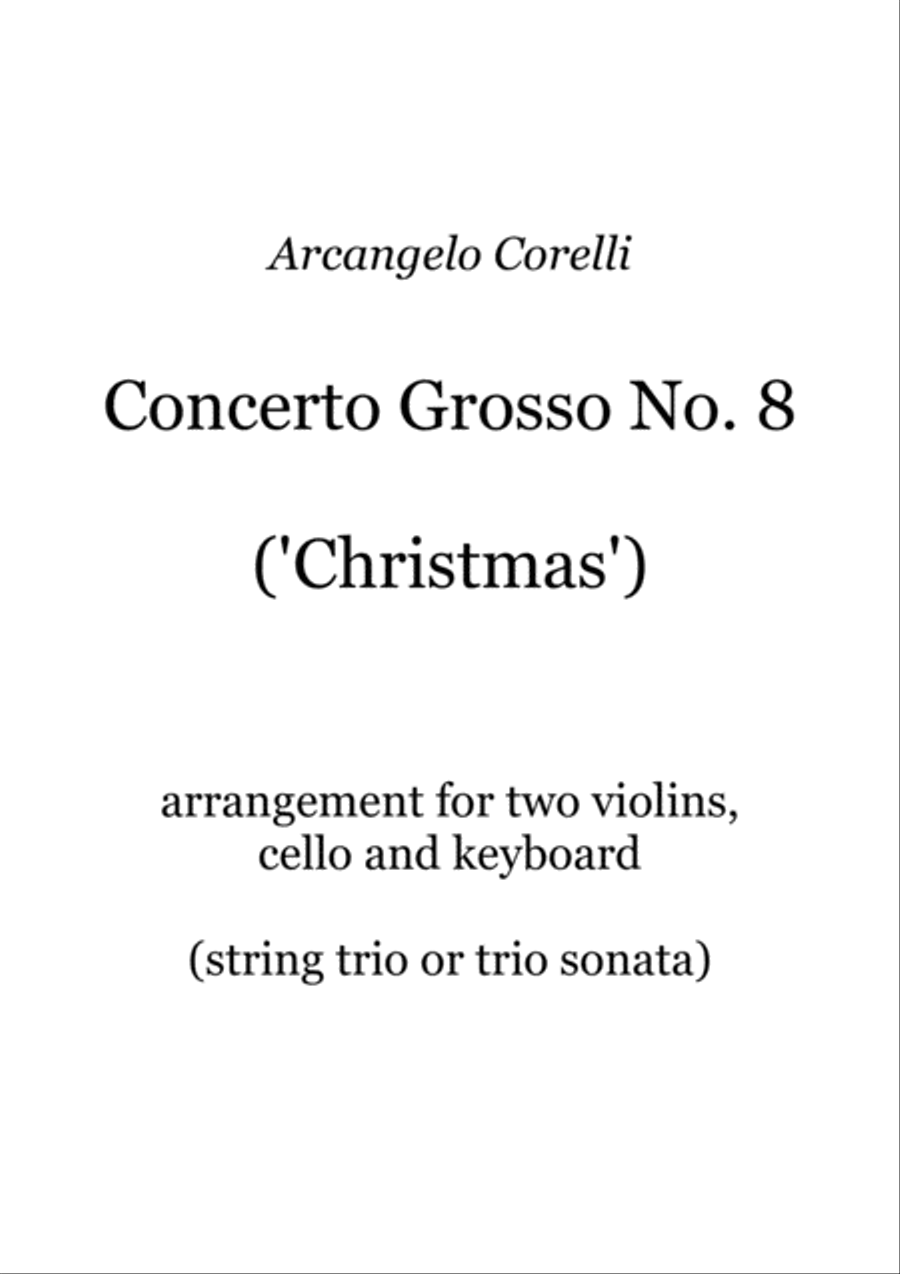 Corelli - Christmas Concerto - arranged as a string trio sonata Cello scores gallery preview page 1