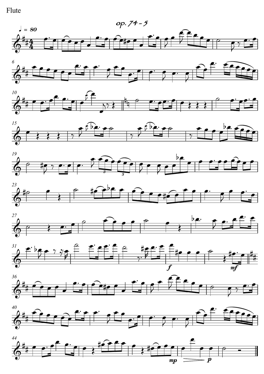 Easy Flute Guitar duets by Giuliani 74-5 Flute scores gallery preview page 3