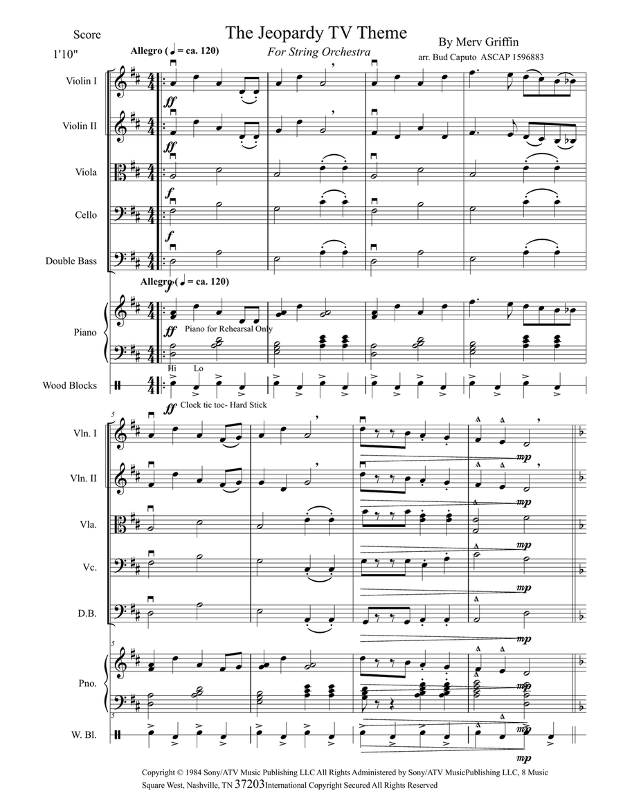 Jeopardy Theme Score and Parts scores gallery preview page 2