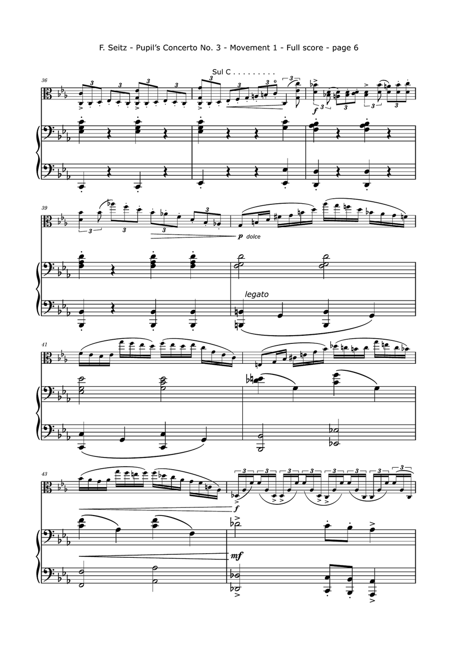 Seitz, F. - Concerto No. 3, Op. 12, for Viola and Piano Piano scores gallery preview page 6