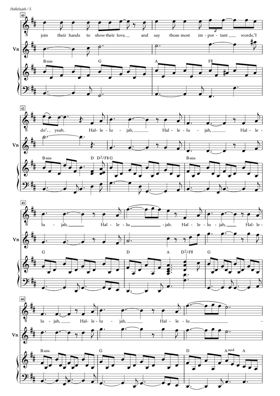 Hallelujah Piano, Vocal scores gallery preview page 5