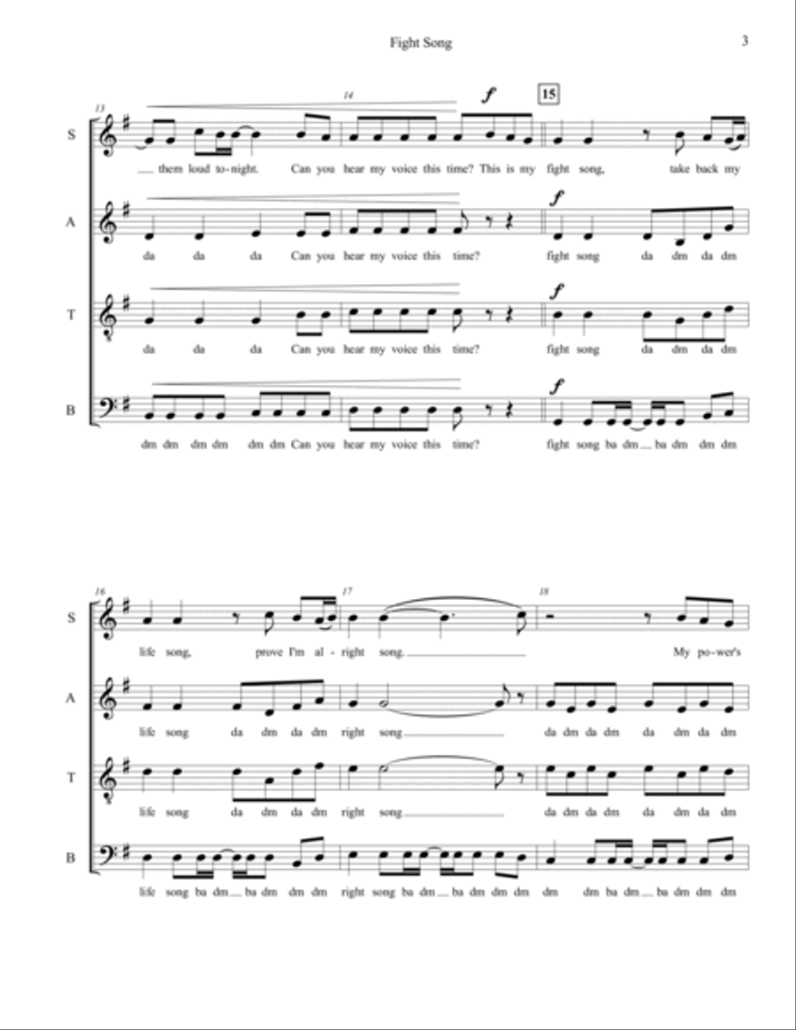 Fight Song 4-Part scores gallery preview page 3