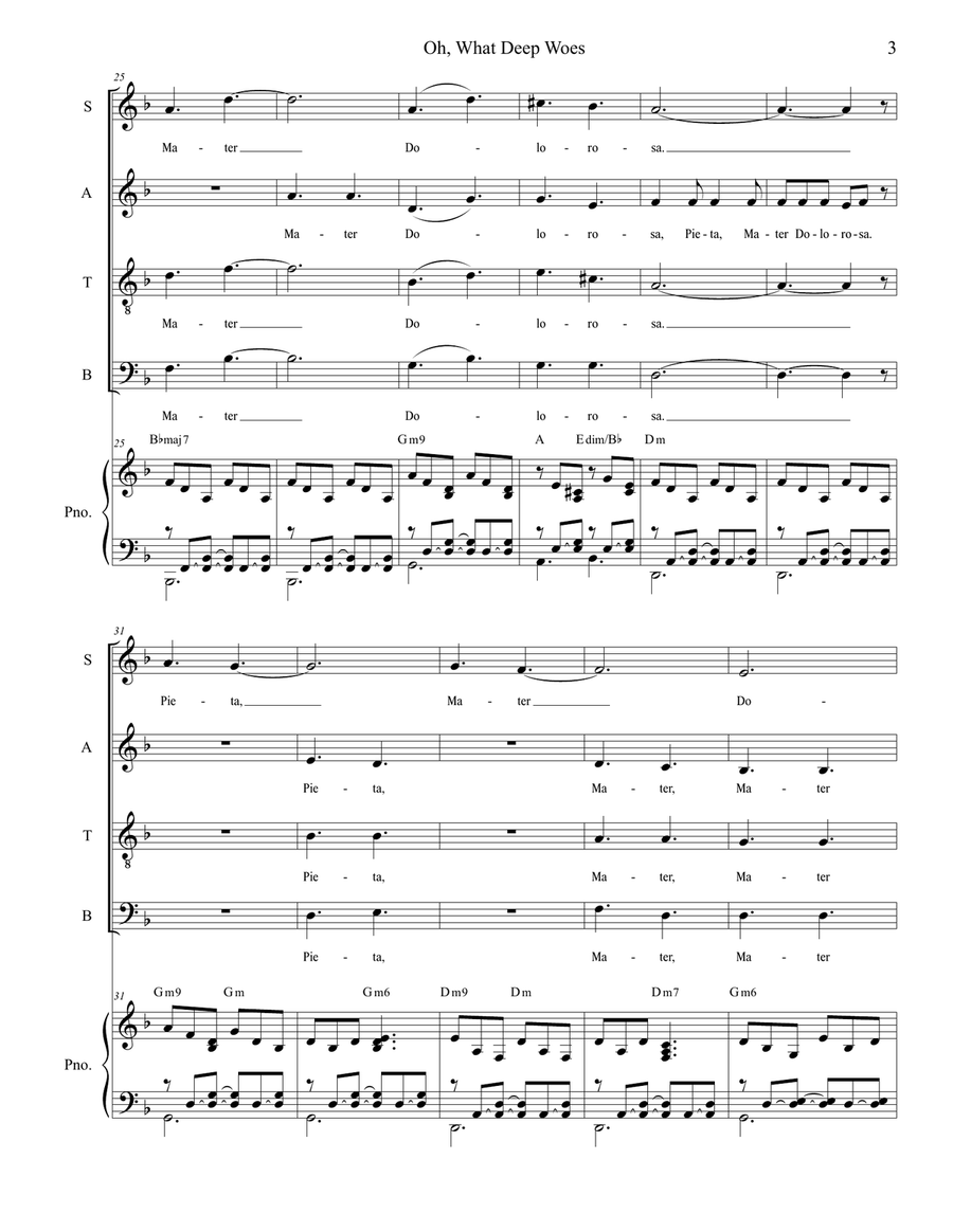 Oh, What Deep Woes (Pieta, Mater Dolorosa) (SATB) 4-Part scores gallery preview page 3