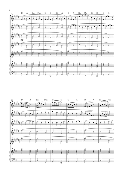 Canon in D - Pachelbel for Sax Quintet with piano and chords. image number null