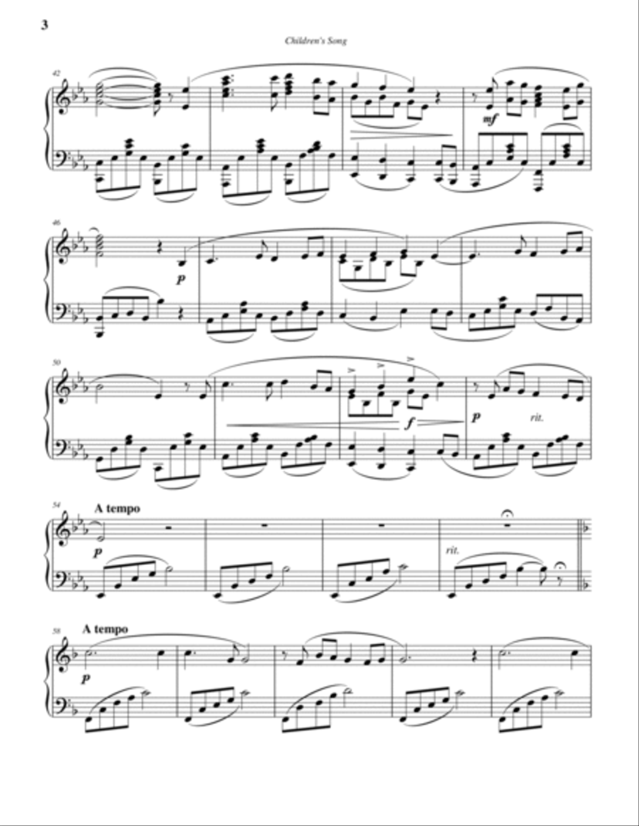 Children's Song Children's Song Piano Solo scores gallery preview page 3