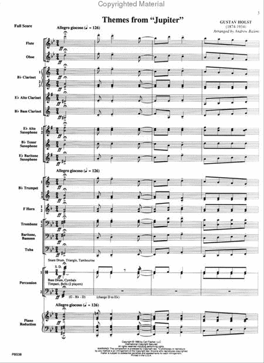 Themes from 'Jupiter' Concert Band scores gallery preview page 2