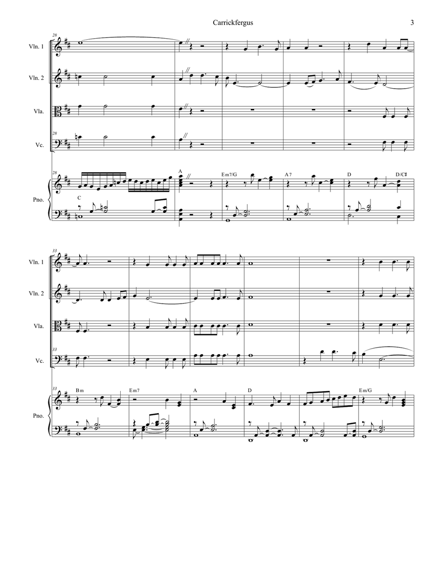 Carrickfergus (for String Quartet and Piano) Piano Quintet scores gallery preview page 4