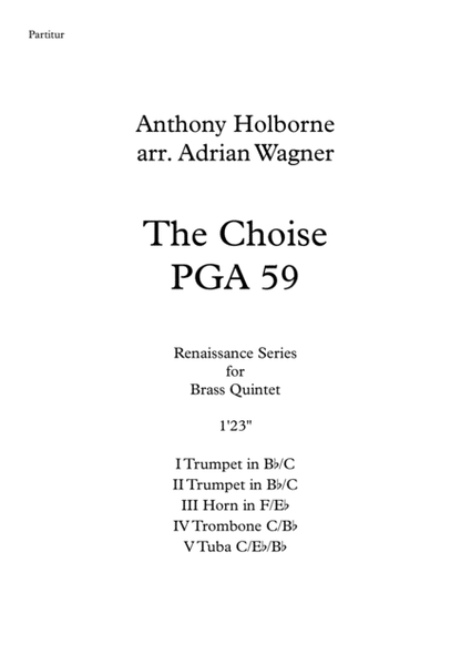 The Choise PGA 59 (Anthony Holborne) Brass Quintet arr. Adrian Wagner image number null