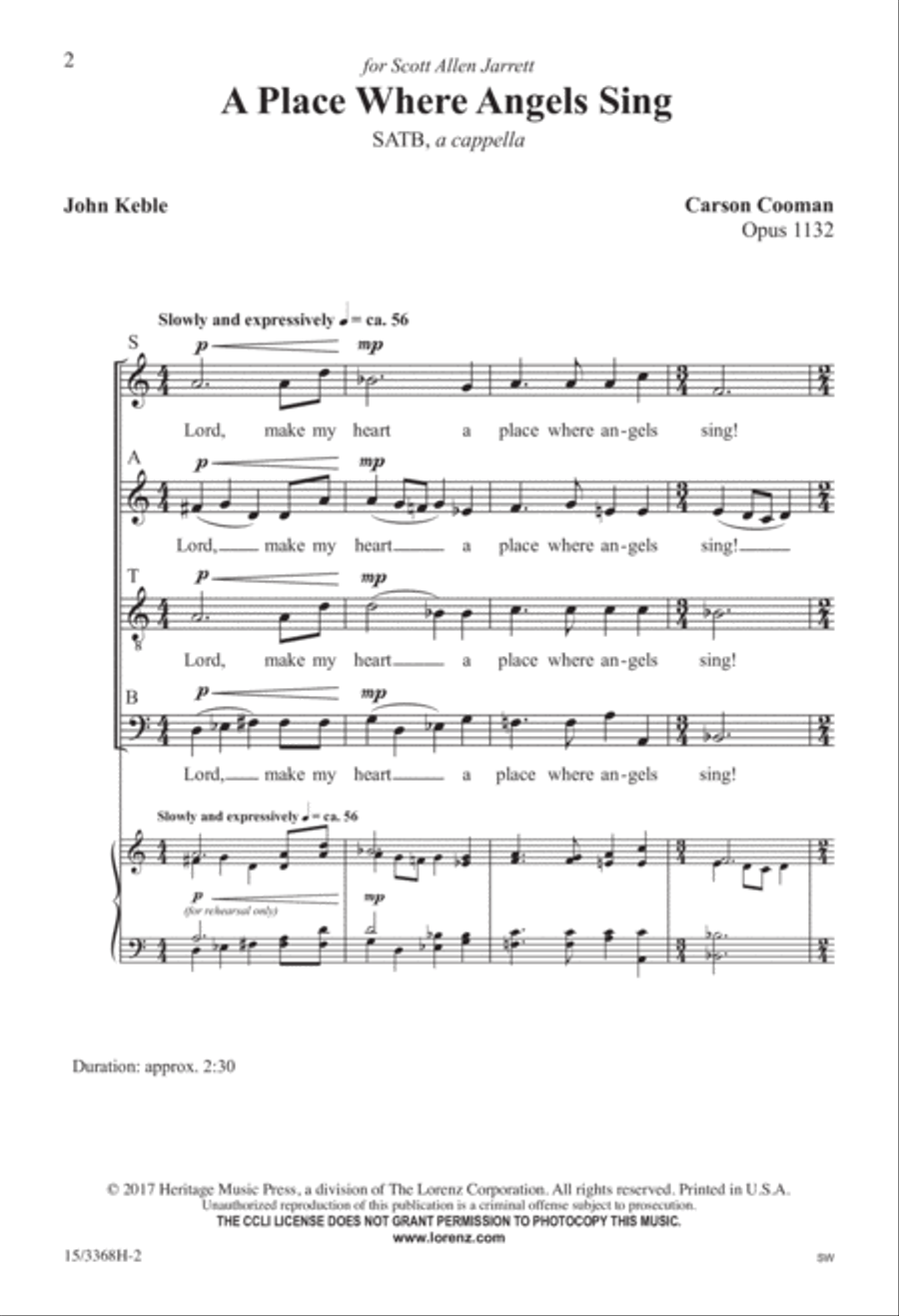 A Place Where Angels Sing 4-Part scores gallery preview page 2