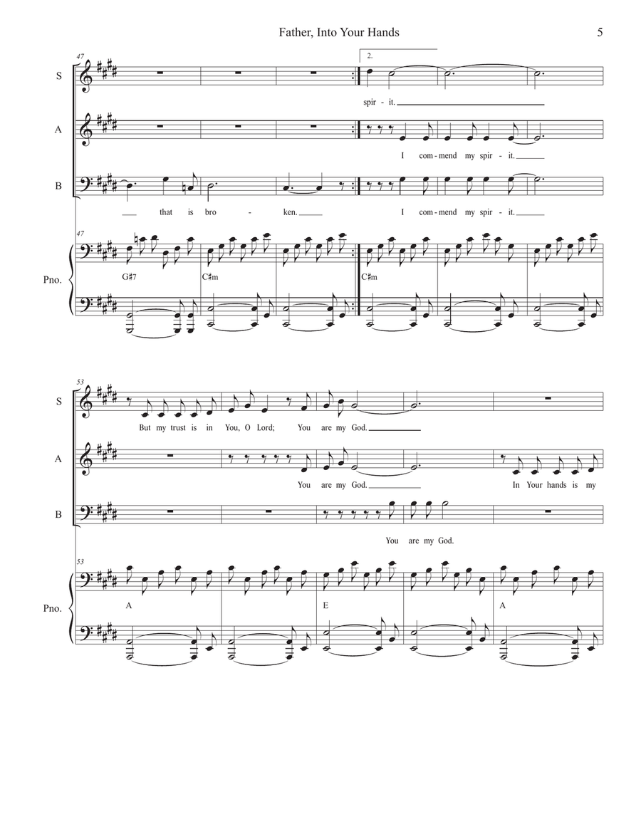 Father, Into Your Hands (SAB) 3-Part scores gallery preview page 5