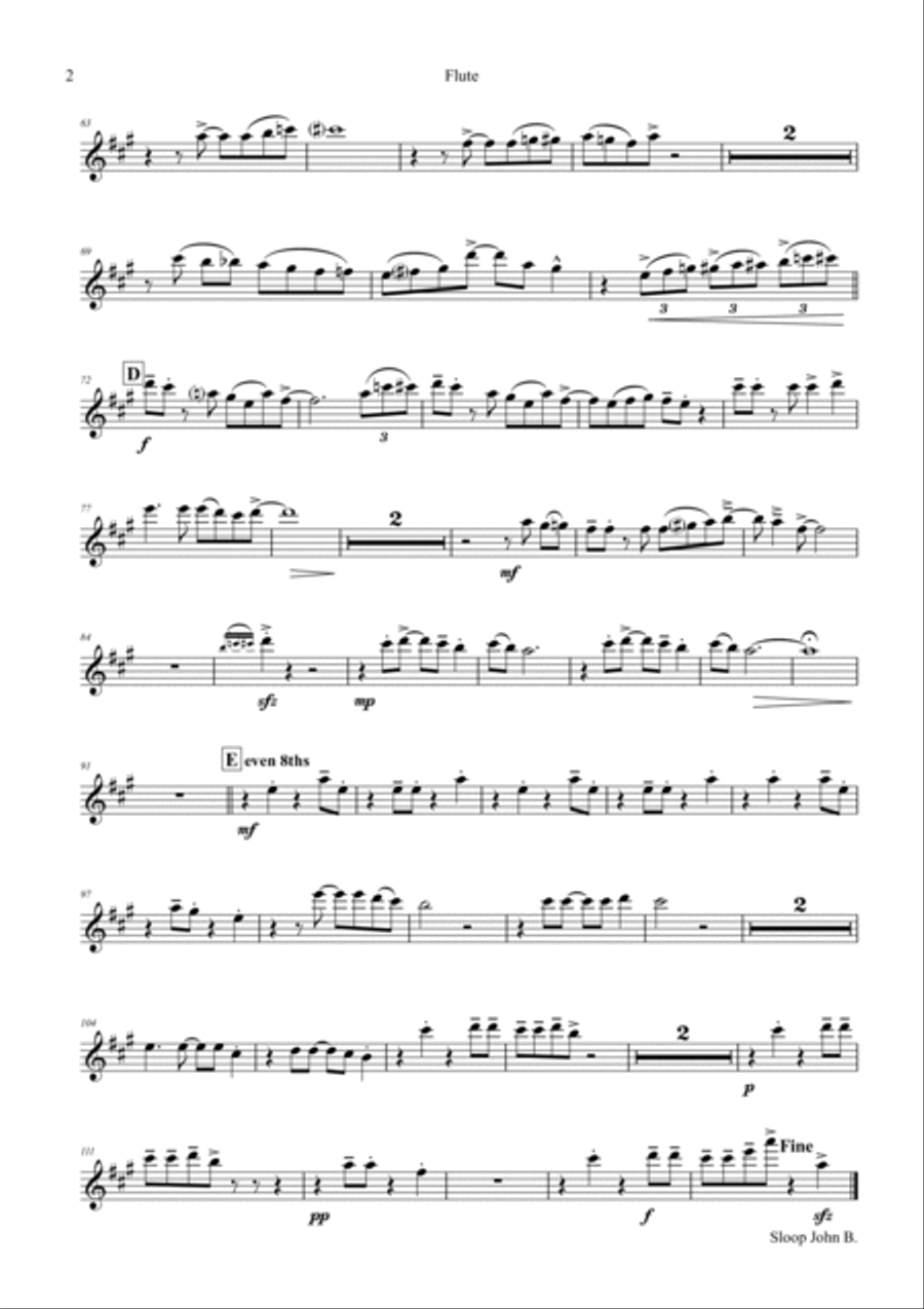 Sloop John B. - Caribian Folk Song - Wind Quintet Woodwind Quintet scores gallery preview page 6