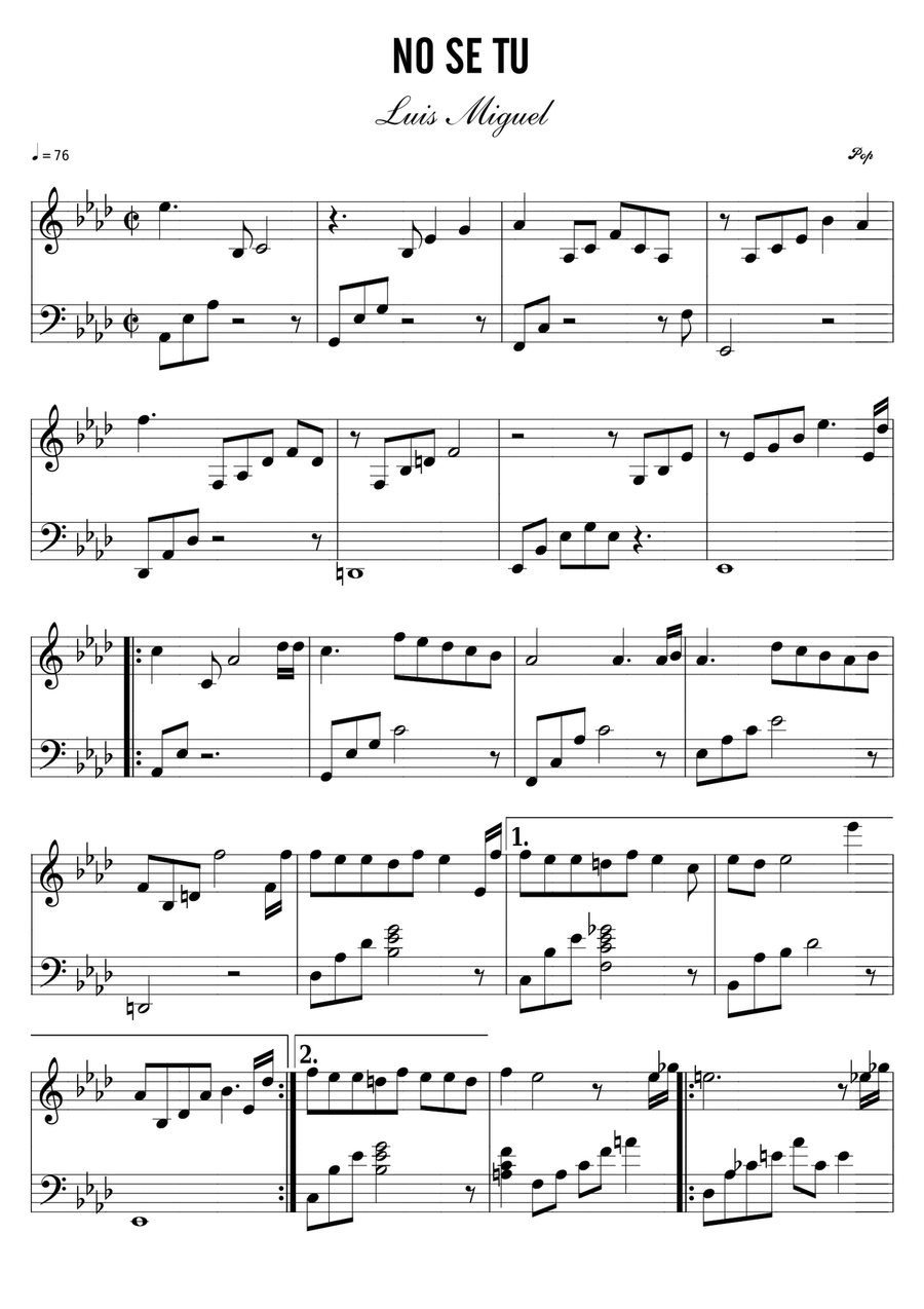 No Se Tu Piano, Vocal scores gallery preview page 1