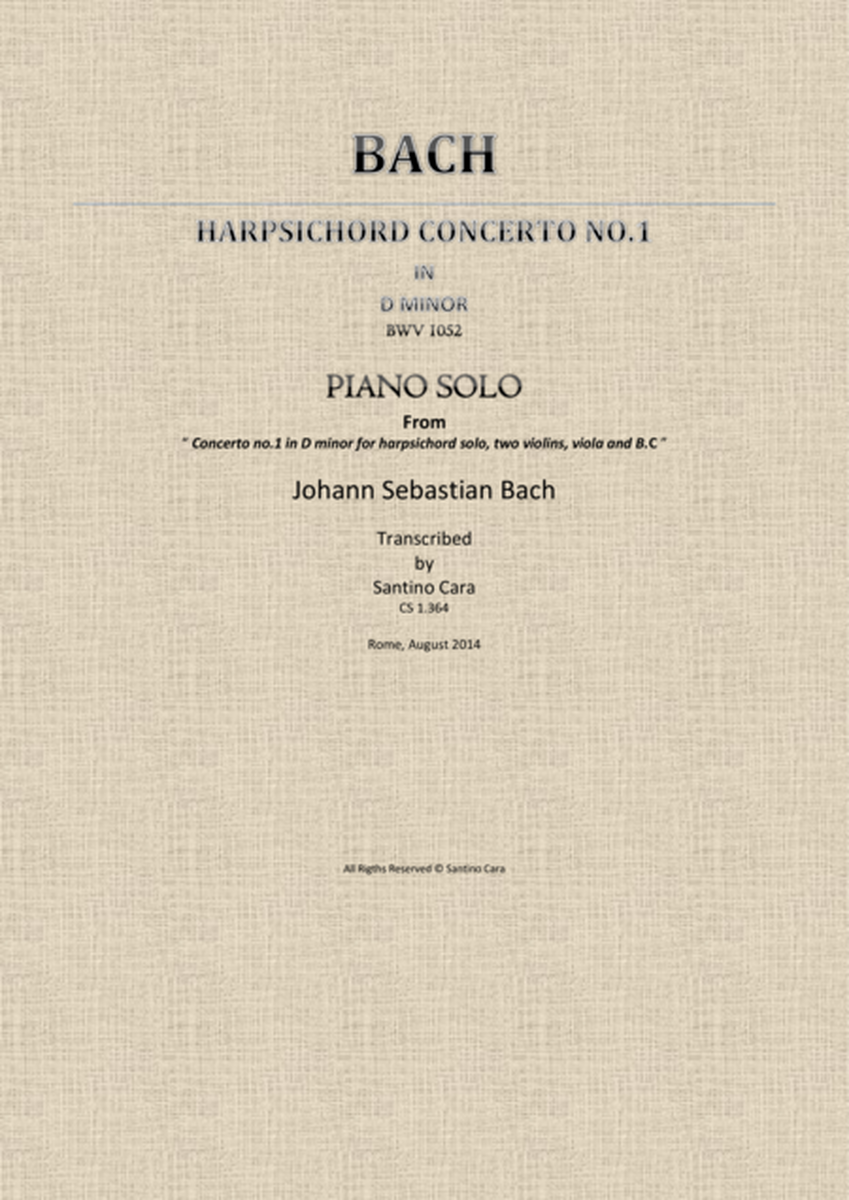 J.S.Bach - Concerto No.1 in D minor BWV 1052 - Full Piano version image number null