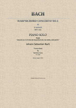 Book cover for J.S.Bach - Concerto No.1 in D minor BWV 1052 - Full Piano version