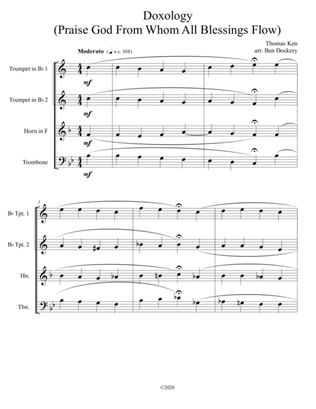 Doxology (Jazz Harmonization) for Brass Quartet - (Praise God From Whom All Blessings Flow)