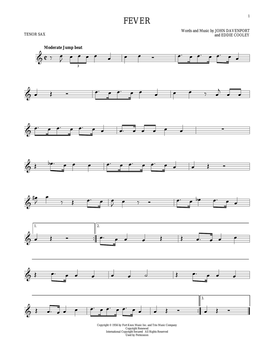 Fever Tenor Saxophone scores gallery preview page 1