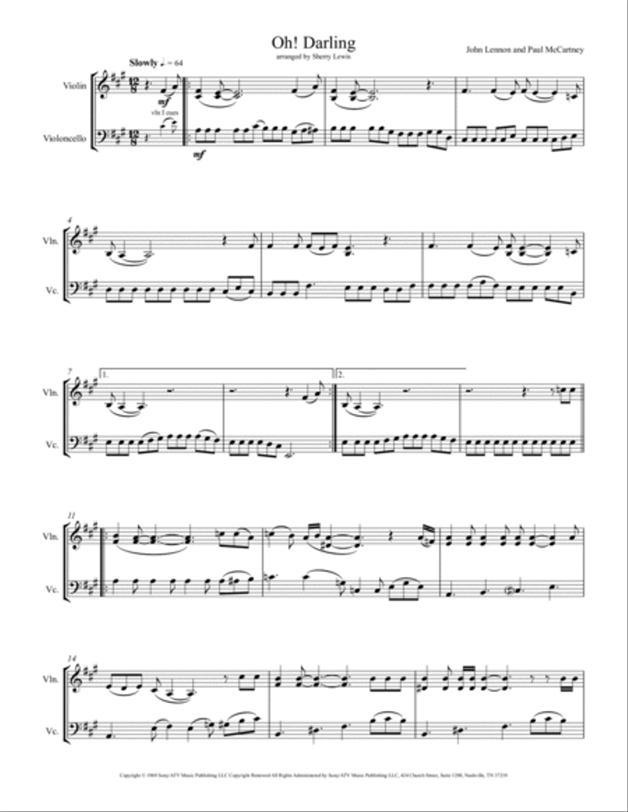 Oh! Darling String Duet scores gallery preview page 4