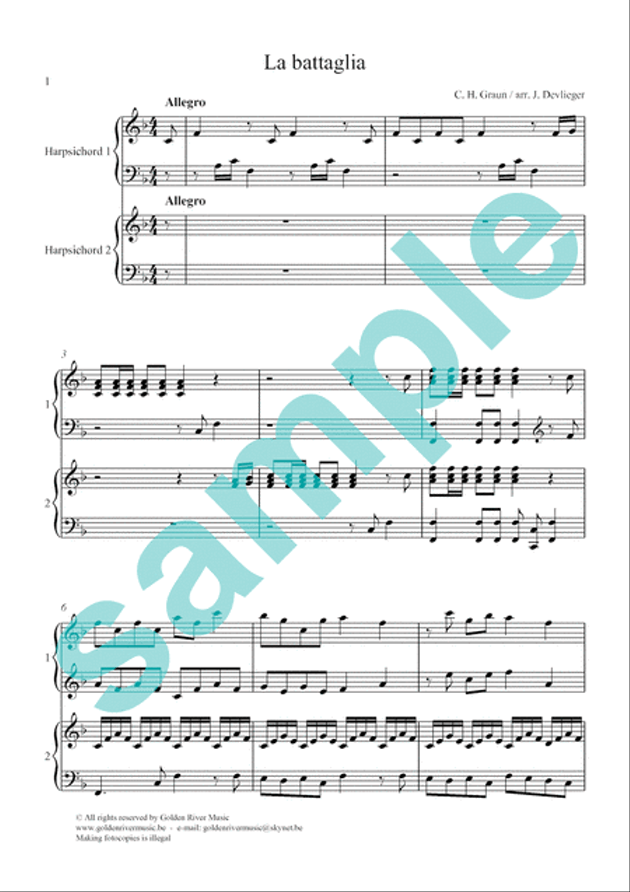 La Battaglia' for 2 harpsichordss Harpsichord scores gallery preview page 3