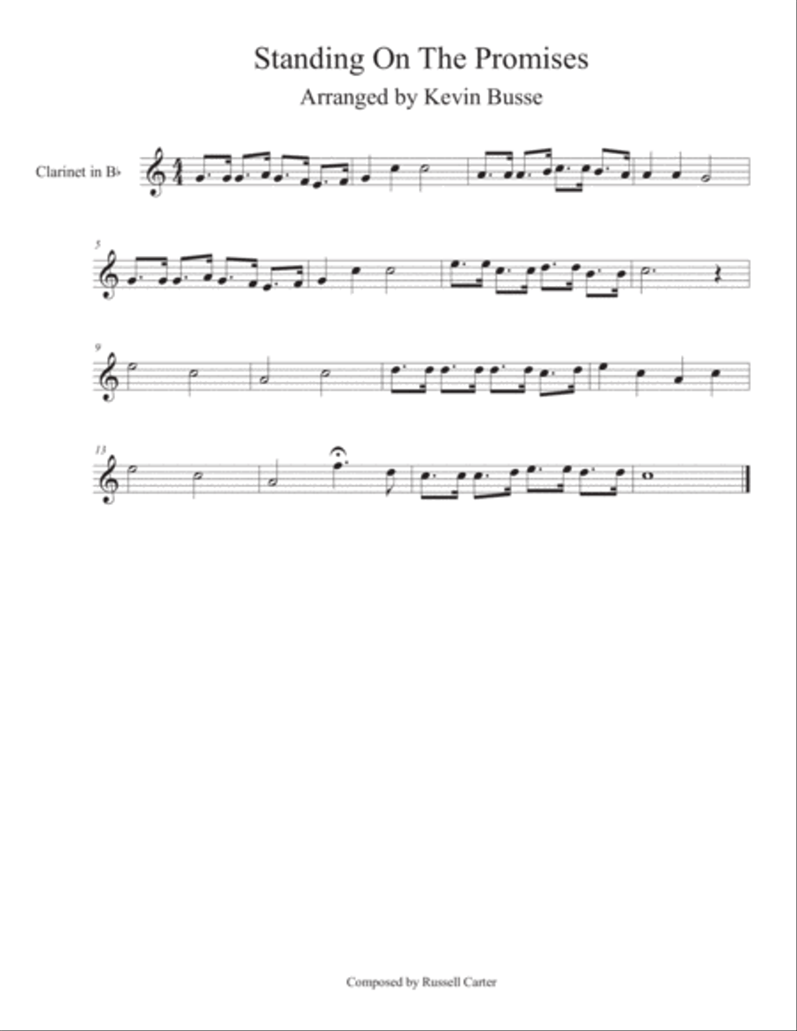 Standing On The Promises (Easy key of C) - Clarinet Clarinet Solo scores gallery preview page 1