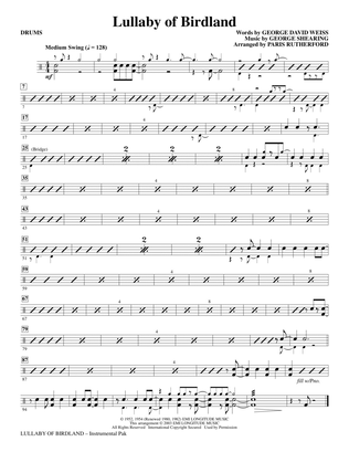 Lullaby Of Birdland (arr. Paris Rutherford) - Drums