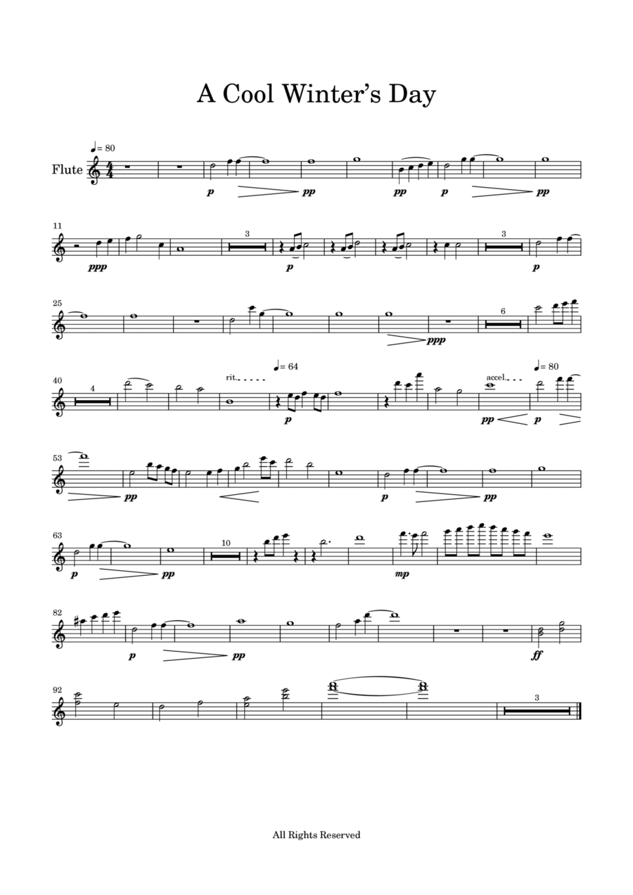A Cool Winter’s Day-Flute Part Concert Band scores gallery preview page 1