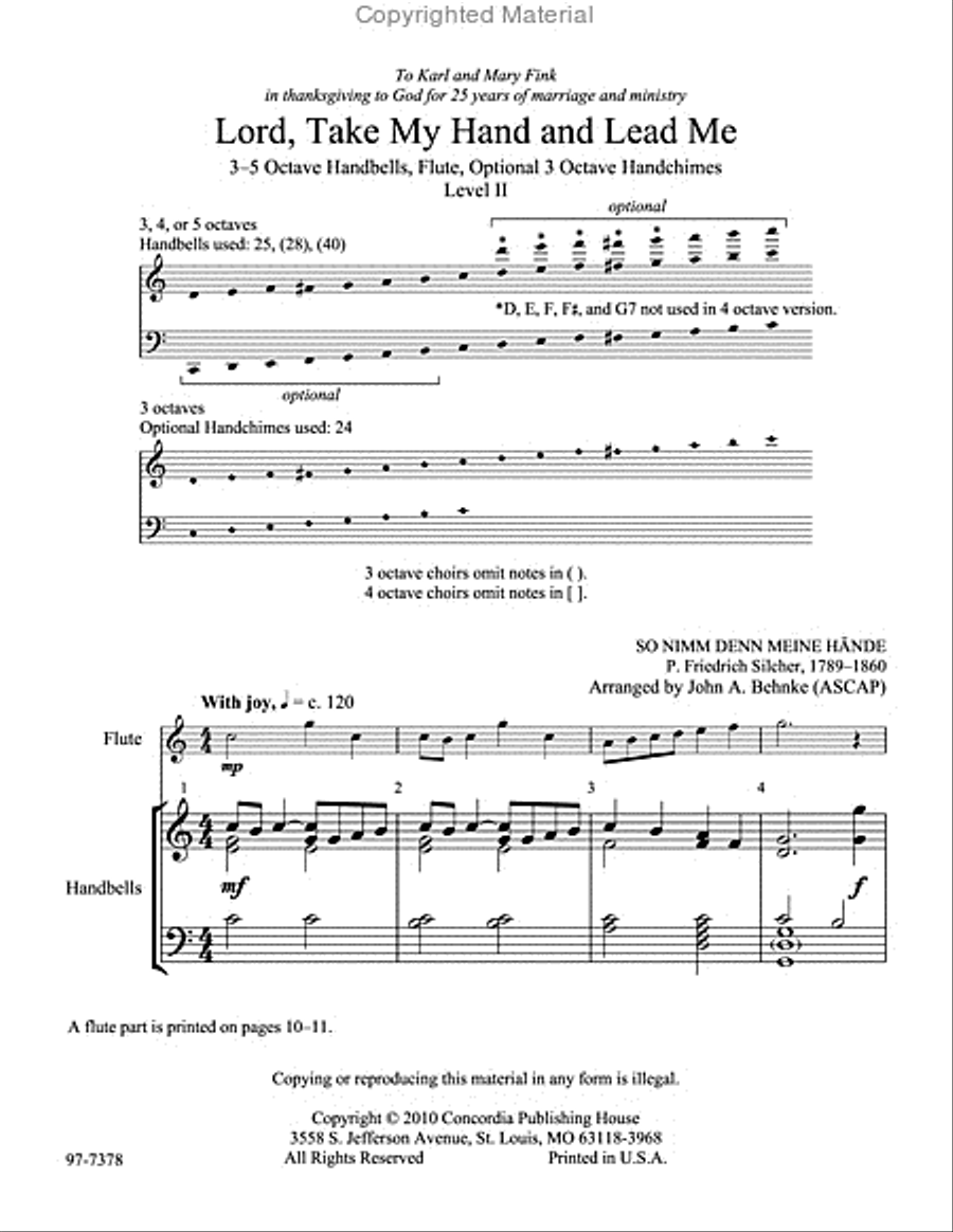 Lord, Take My Hand and Lead Me (Behnke) Handbell Choir scores gallery preview page 2