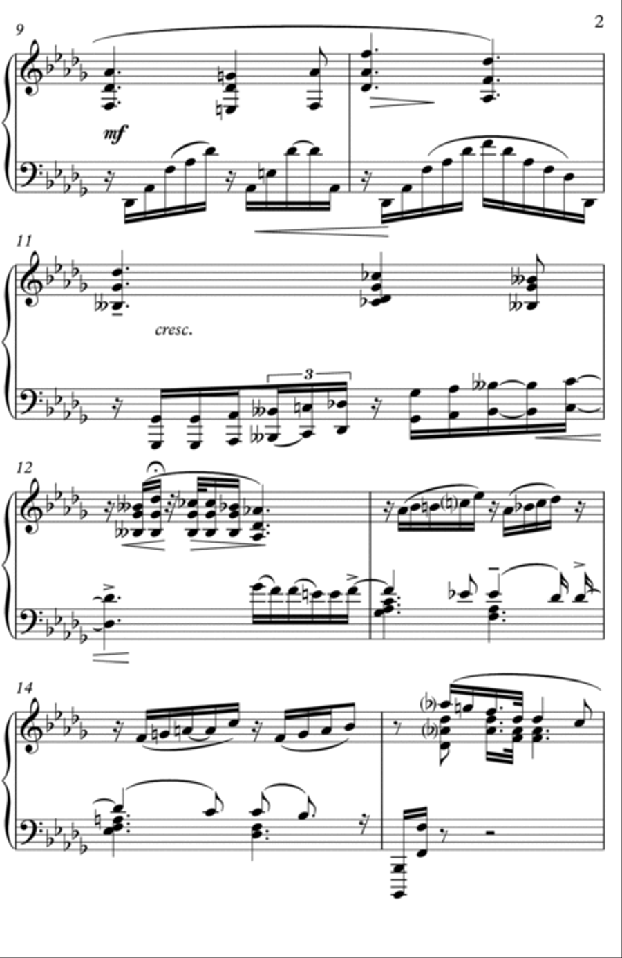 Nocturne for Left Hand Alone (Opus 9 Number 2) Part scores gallery preview page 2