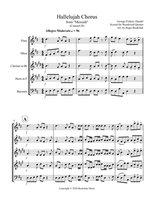 Hallelujah (from "Messiah") (D) (Woodwind Quintet - 1 Flute, 1 Oboe, 1 Clar, 1 Hrn, 1 Bassoon)