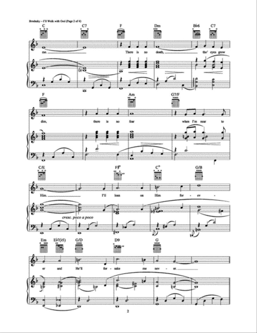 I'll Walk with God Piano, Vocal, Guitar scores gallery preview page 2