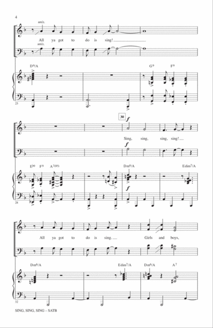 Sing, Sing, Sing 4-Part scores gallery preview page 3