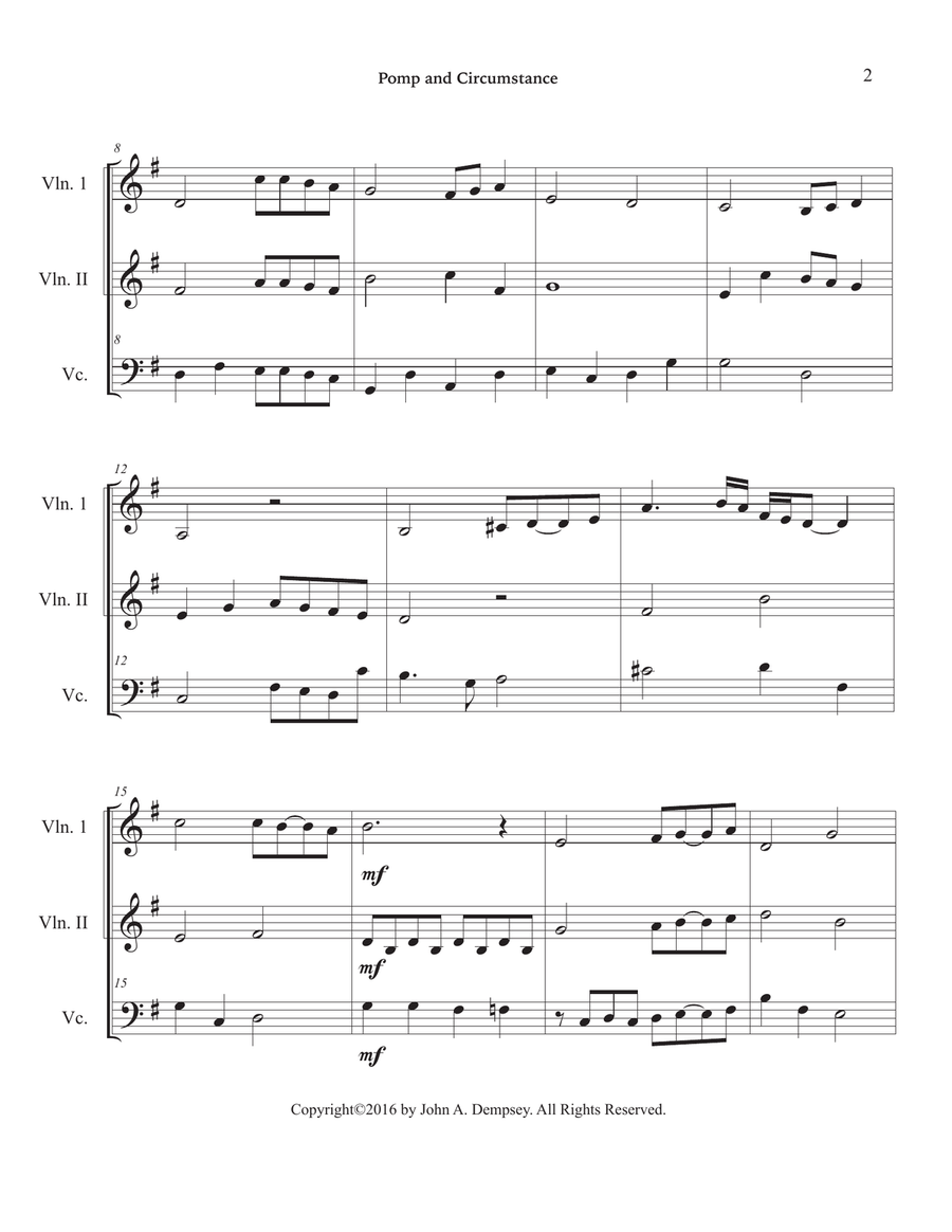 Pomp and Circumstance (String Trio for Two Violins and Cello) String Trio scores gallery preview page 6