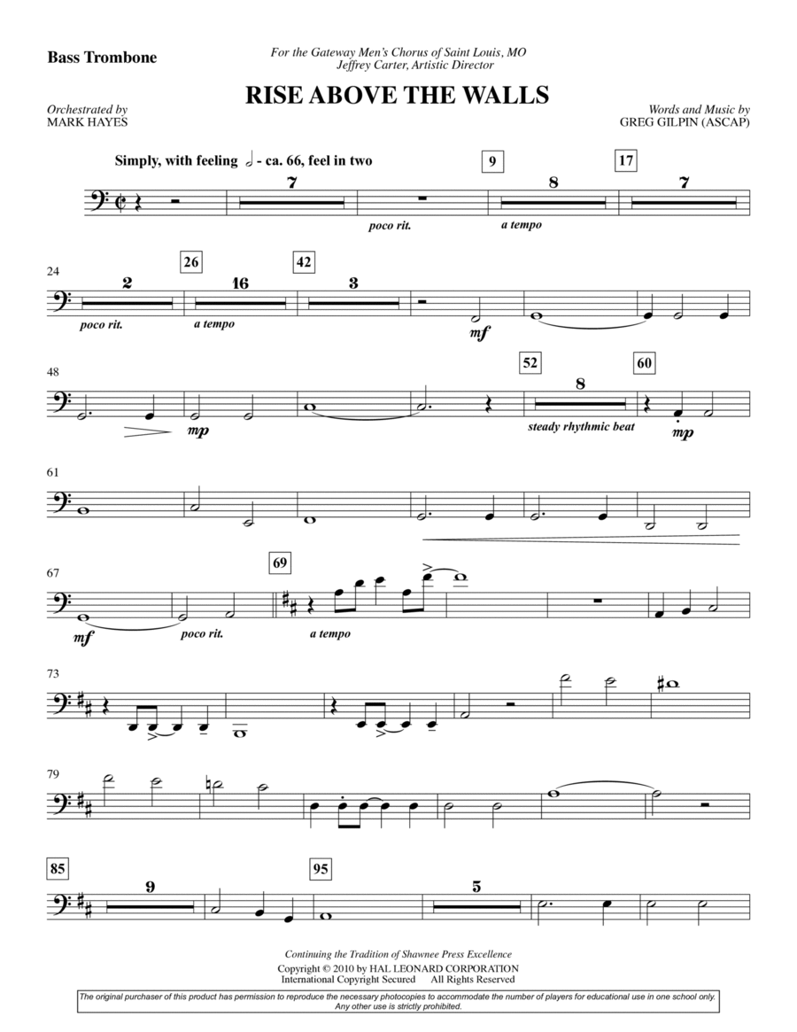 Rise Above The Walls - Bass Trombone Choir scores gallery preview page 1
