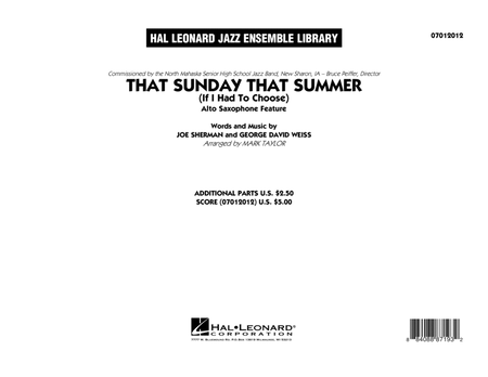 That Sunday That Summer (If I Had to Choose) - Conductor Score (Full Score)